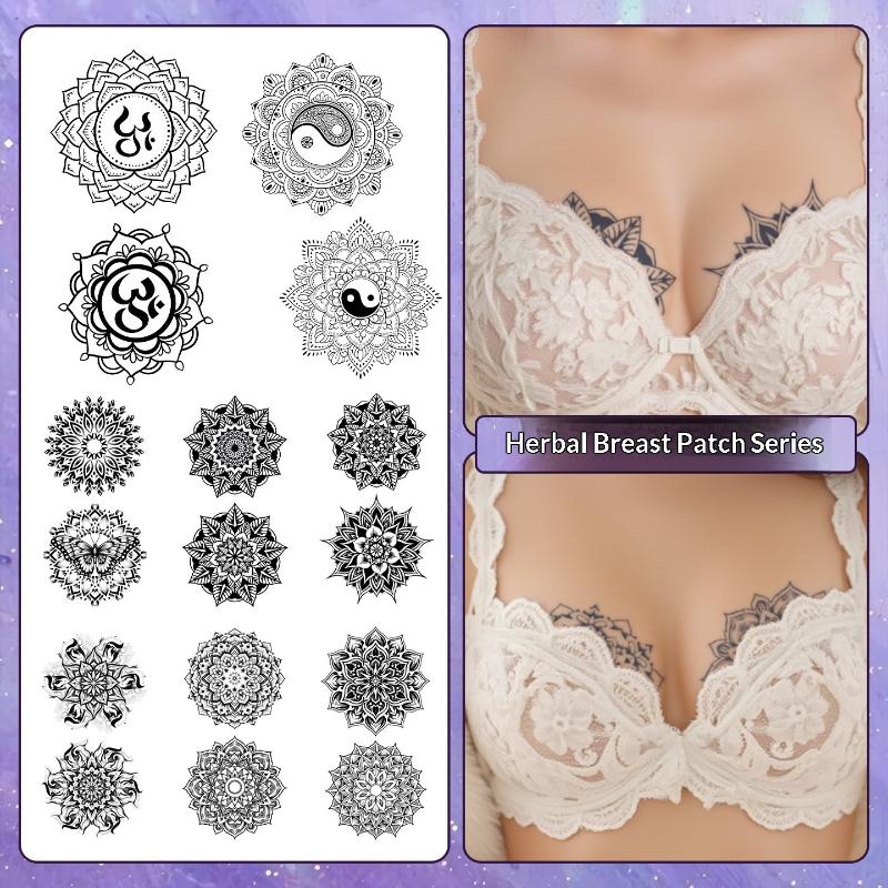 Nipple Cover Pasties - 2/3/6/8 vellen Datura-patroon borst-tijdelijke tatoeages kruidensap