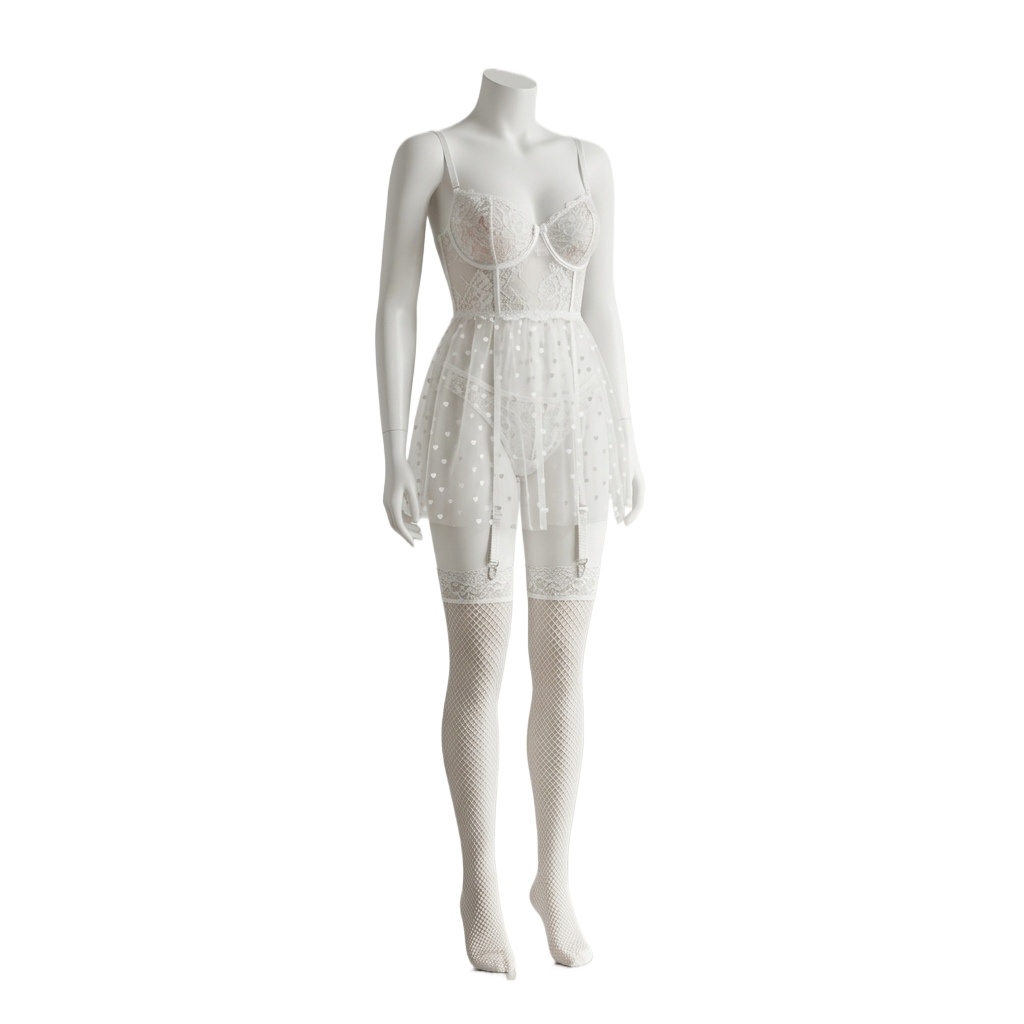 Witte kanten lingerieset voor  - Babydoll Chemise Night recensie en prijs